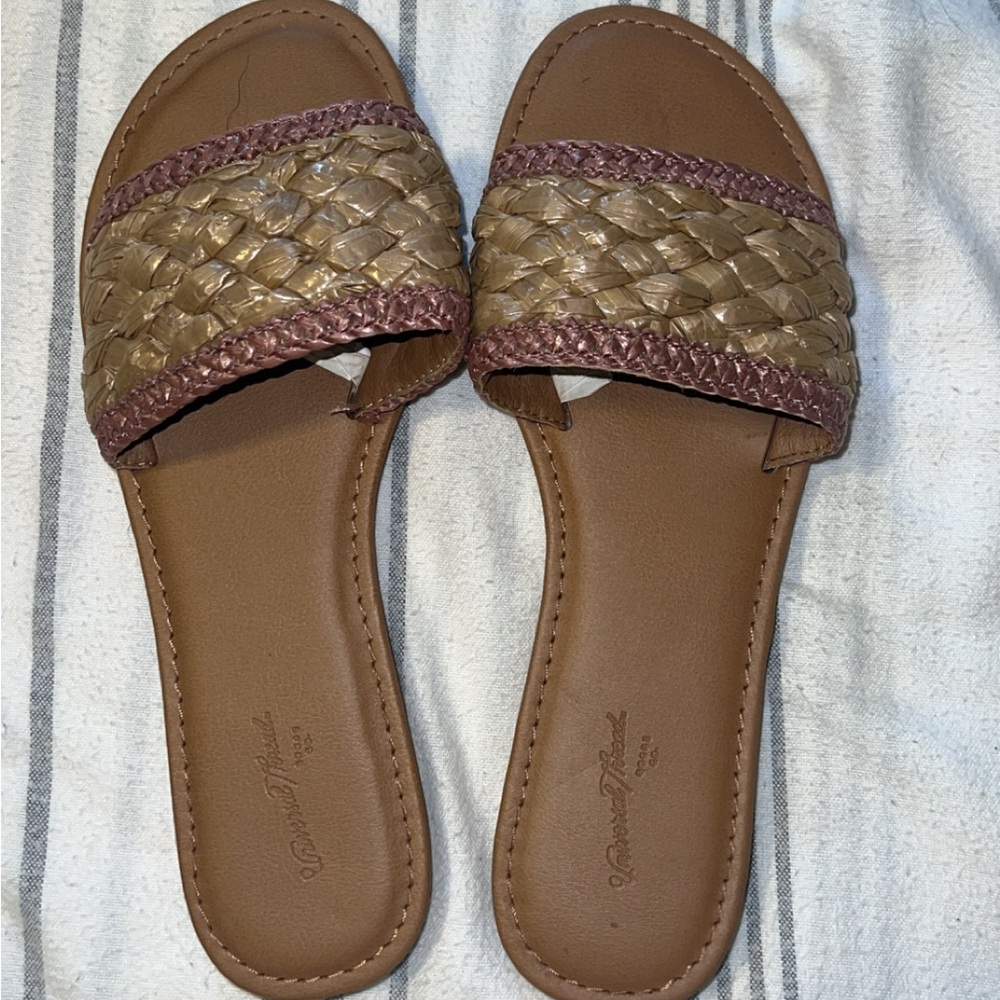 Universal Thread Brown and Tan Sandals with Braided Straps